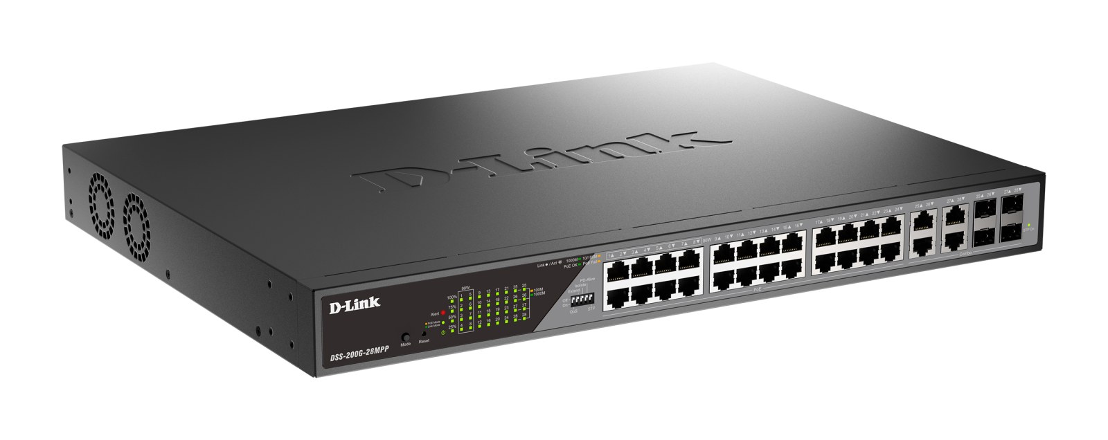 Фото Коммутатор D-Link DSS-200G-28MPP/A1A, 24×1 Гбит/с + 4×1 Гбит/с Combo, настраиваемый