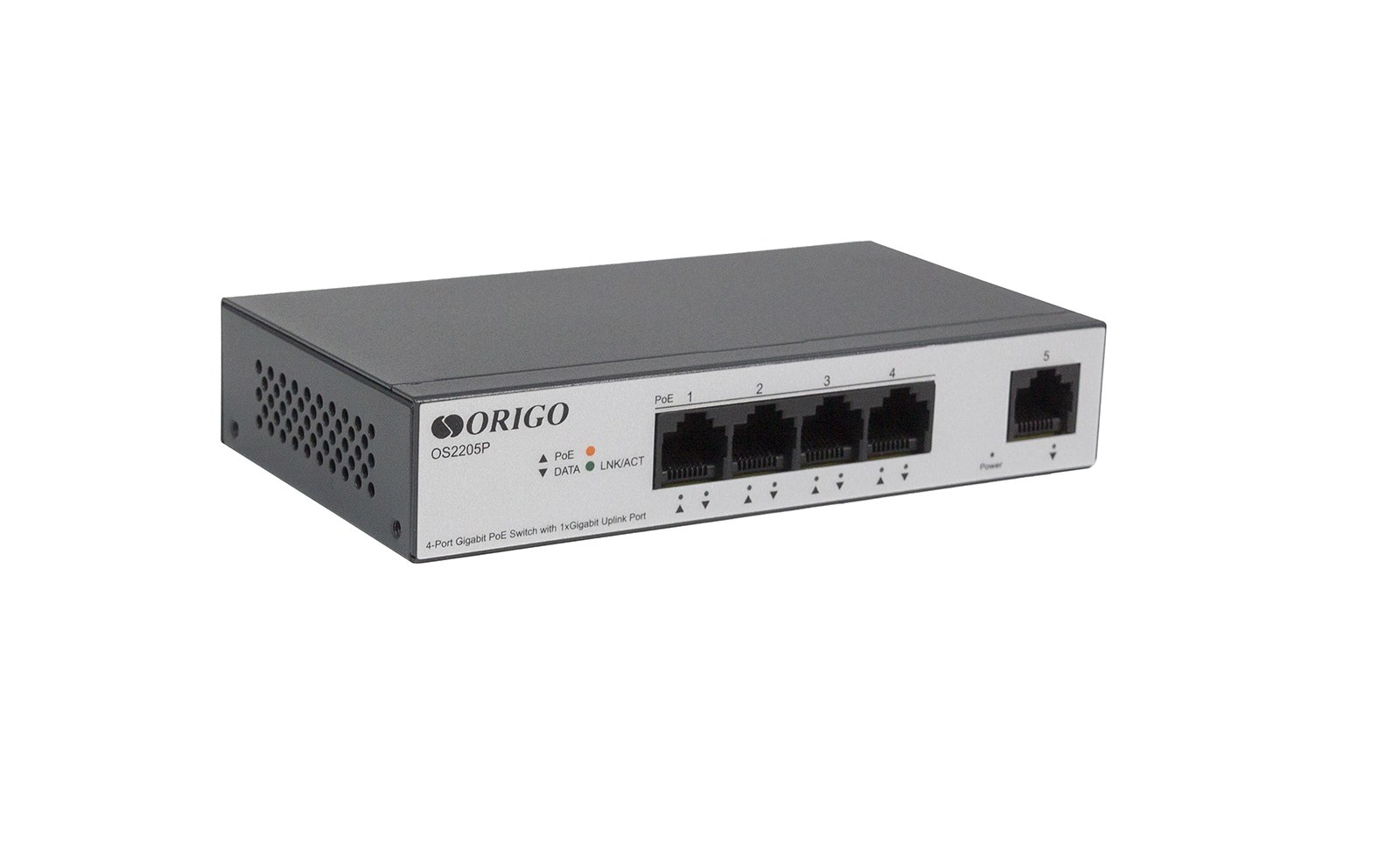 Фото Коммутатор Unmanaged Switch 4x1000Base-T PoE, 1x1000Base-T, PoE Budget 60W, Long-range PoE up to 250m, metal case