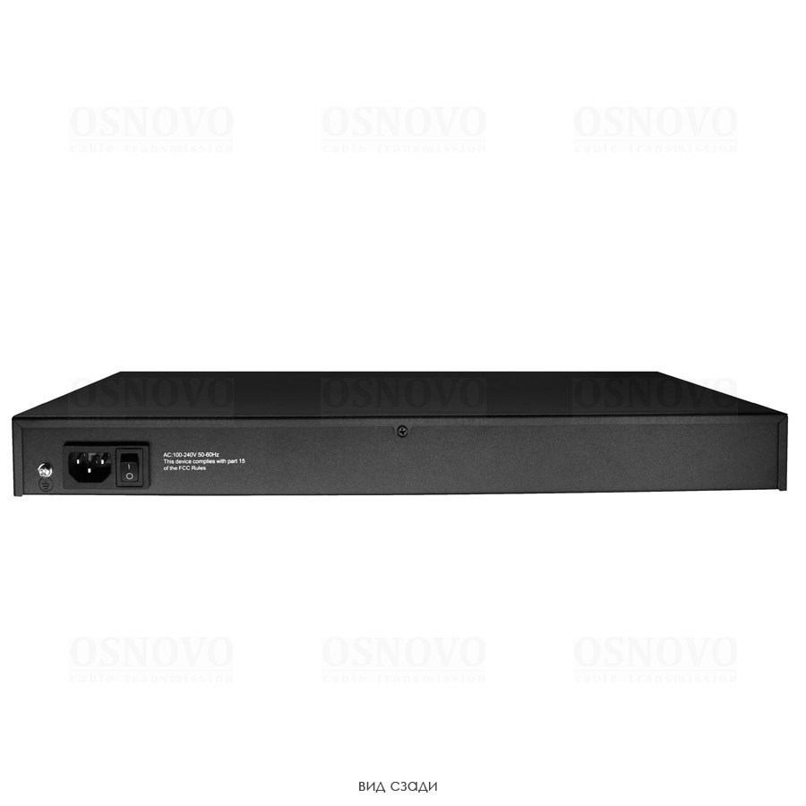 Фото Коммутатор Osnovo SW-64822(700W) 48 портовый PoE коммутатор, 48*10/100 Base-T PoE, 2*GE Combo Uplink, PoE на порт до 30W, суммарная мощность PoE до 700W
