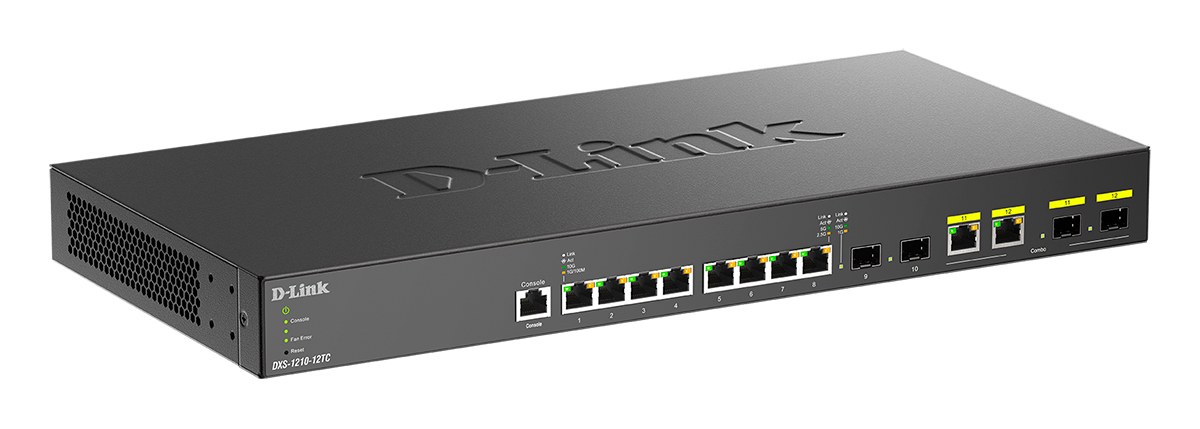 Фото Коммутатор D-Link DXS-1210-12TC, 10 Gigabit Ethernet Smart Switch with 8-port 10GBASE-T + 2-port SFP + 2-port 10GBASE-T/SFP