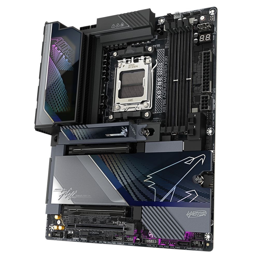 Фото Материнская плата Gigabyte X870E A MASTER X Socket AM5 AMD X870E 4xDDR5 ATX AC`97 8ch(7.1) 1P 10Gigabit + 1P 5Gigabit RAID+HDMI