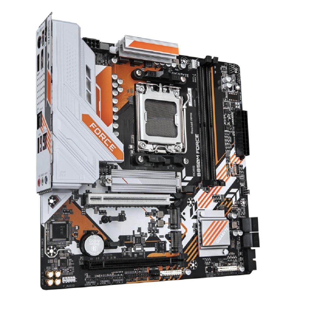 Фото Материнская плата Gigabyte B850M FORCE, AM5, AMD B850, 2xDDR5, 4xSATA, 3xM.2, 1xPCIe 5.0 x16, 1xPCIe 4.0 x4, 1xHDMI, 1xDP, 1x2.5Gb LAN, 1xUSB-C 5Gbps, 1xUSB-A 10Gbps, 2xUSB-A 5Gbps, 2xUSB-A 2.0, 3x3.5 мм, 7.1, mATX