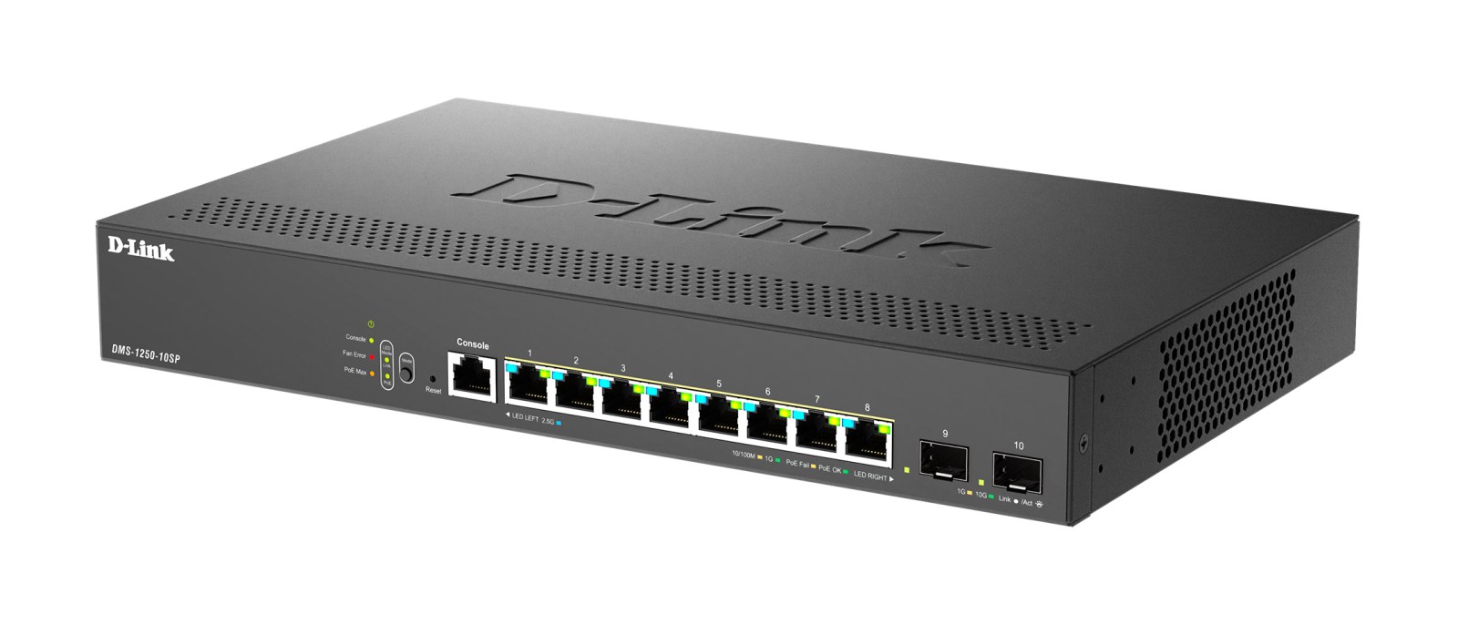 Фото Коммутатор управляемый L2 PoE-коммутатор, 8x2.5GBase-T PoE, 2x10GBase-X SFP+, PoE-бюджет 240 Вт, защита от статического электричества до 6 кВ, CLI, консольный порт RJ-45 у
