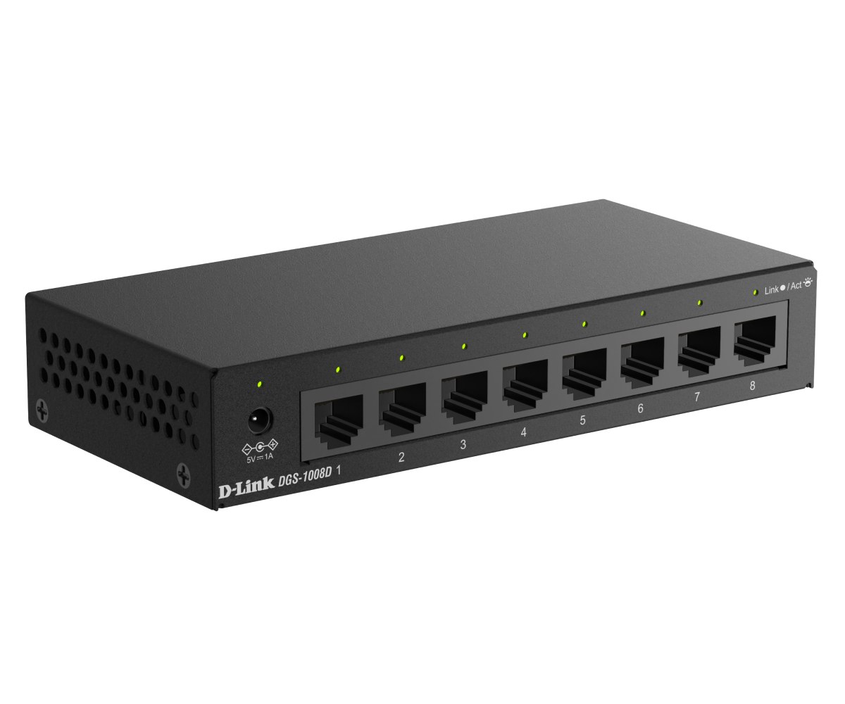 Фото Коммутатор D-Link DGS-1008D/R1A, 8x1000Base-T, корпус металл