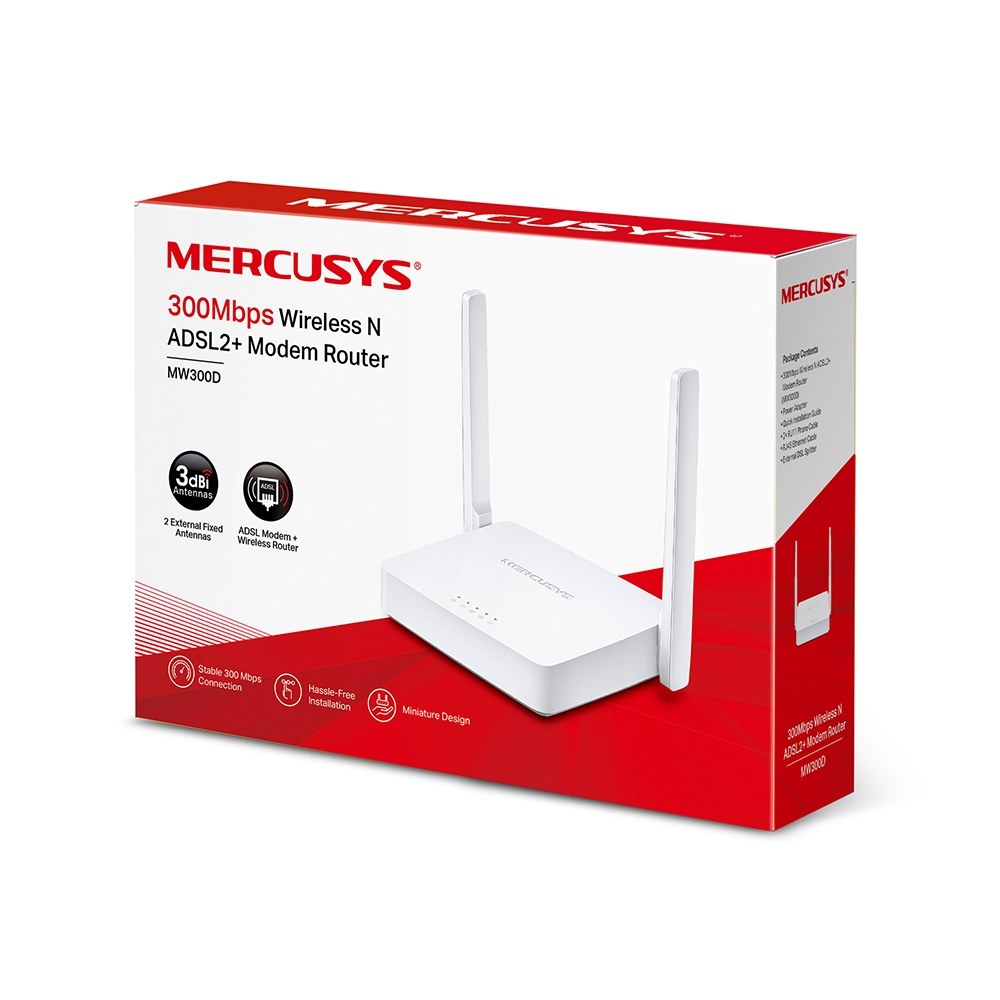 Фото Роутер беспроводной Mercusys MW300D N300 10/100BASE-TX/ADSL