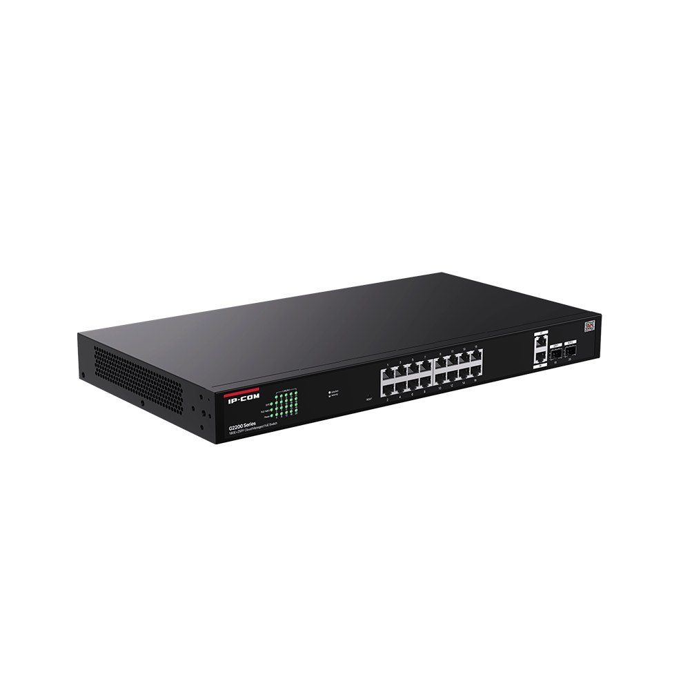 Фото Коммутатор IP-COM G2220P-16-250W, 16×1 Гбит/с PoE + 2×1 Гбит/с + 2×1 Гбит/с SFP, управляемый