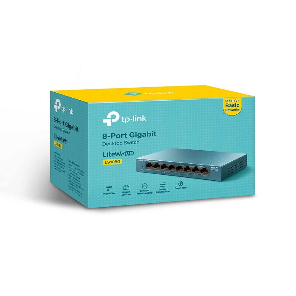 Фото Коммутатор TP-Link LS108G 8-портовый 10/100/1000 Мбит/с настольный коммутатор SMB