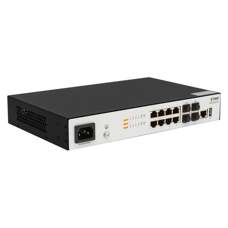 Фото Управляемый коммутатор уровня SNR 2+, 8 портов 10/100/1000Base-T, 4 порта 1/10G SFP+, встроенный БП ~220V AC